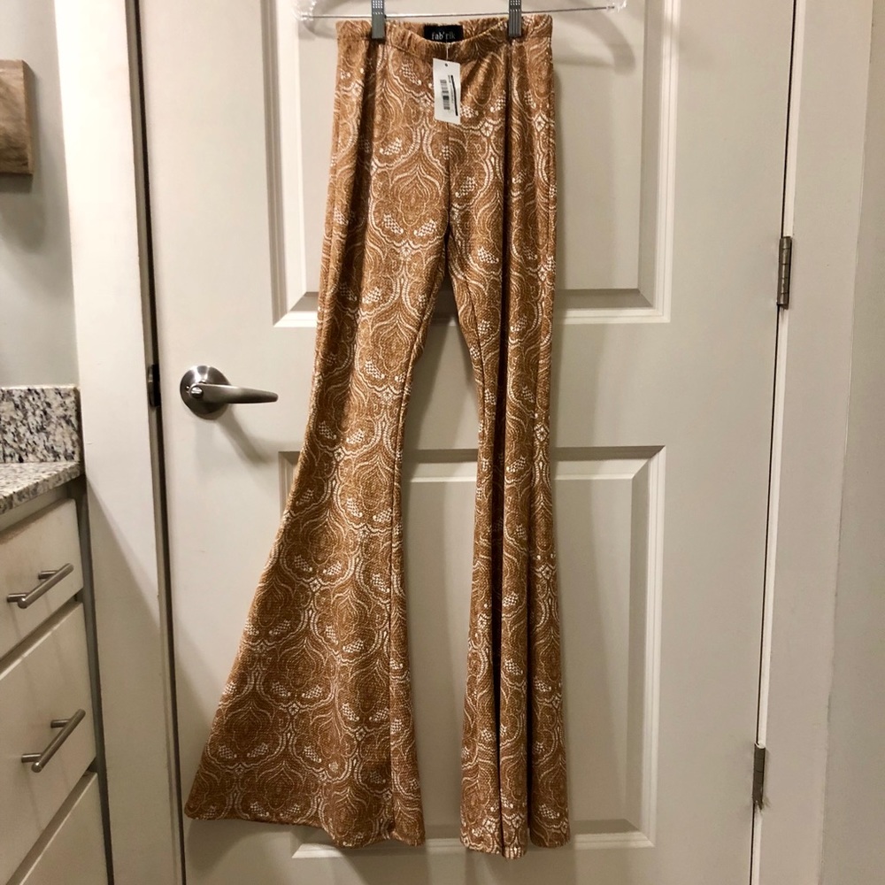 Printed Bellbottom Mustard Pants